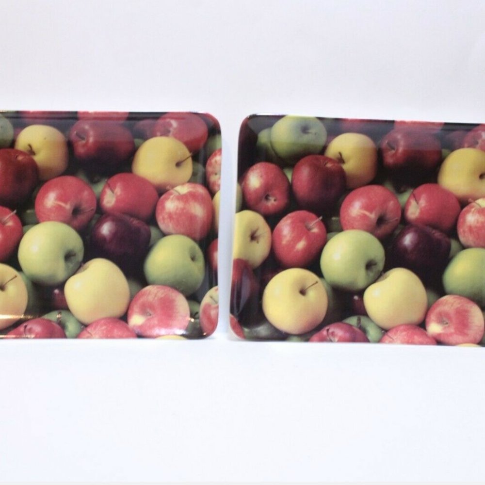 Starbucks Platter Plate Apples - so cute! Set of 2 - RARE